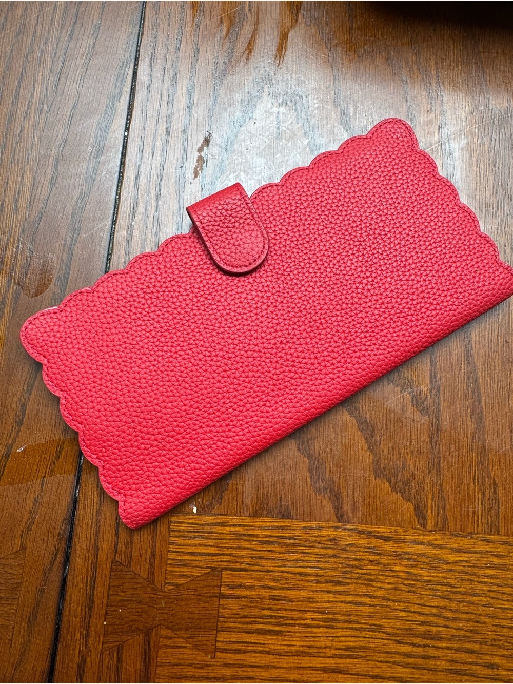 Red Scalloped Wallet Clutch